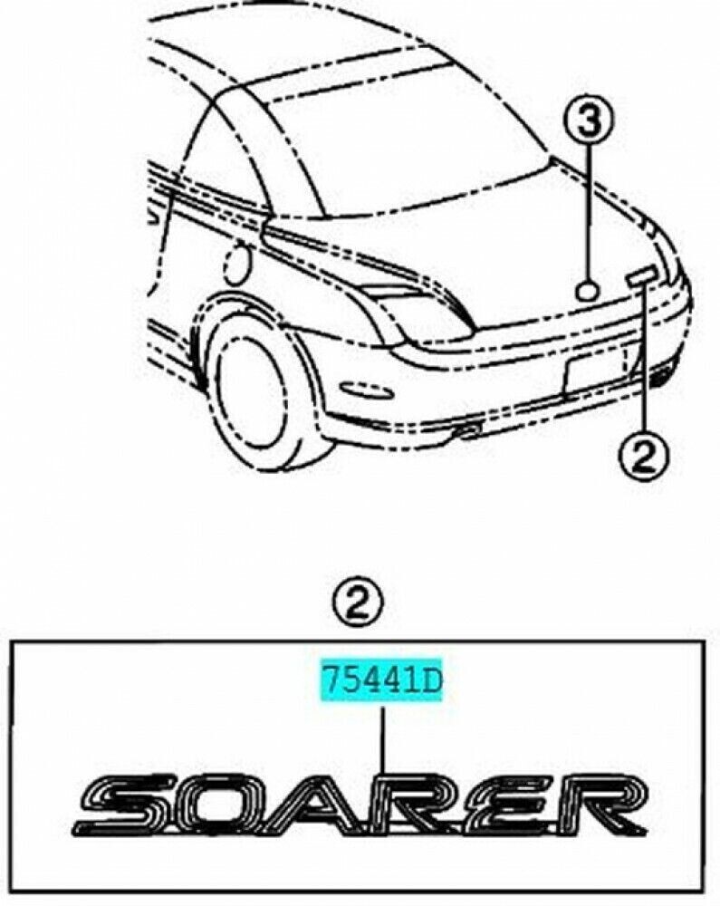 Genuine Toyota OEM Lexus SC430 Soarer UZZ40 Rear "Soarer" Emblem 75441-24060