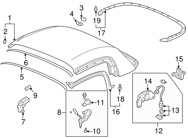 Genuine HONDA OEM S2000 AP1 AP2 Hardtop Rear Side Catcher Bracket Pair Set