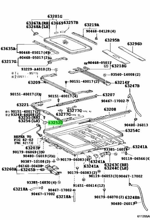 Genuine Toyota Sunroof Weatherstrip 91-97 Land Cruiser 80 LX450 OEM 63252-60010