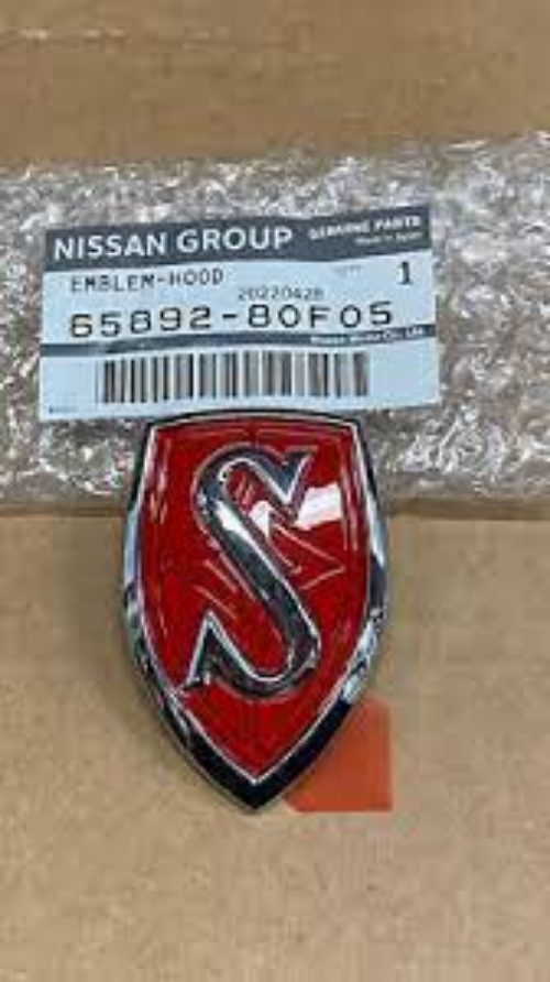 GENUINE NISSAN OEM S14 HOOD SHIELD EMBLEM RED 65892-80F05