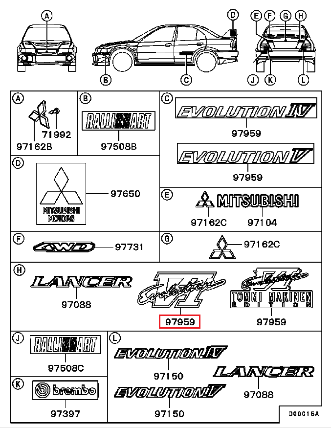 Genuine Mitsubishi OEM MR604111 Lancer EVO 6 CP9A EVOLUTION VI Decal Sticker