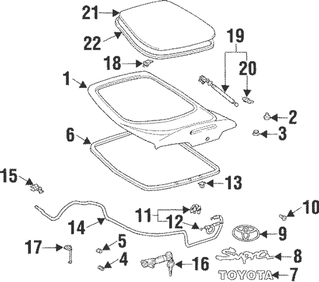 Genuine TOYOTA OEM SUPRA JZA80 MK4 1993-1998 Hatch Trunk Back Door Weatherstrip