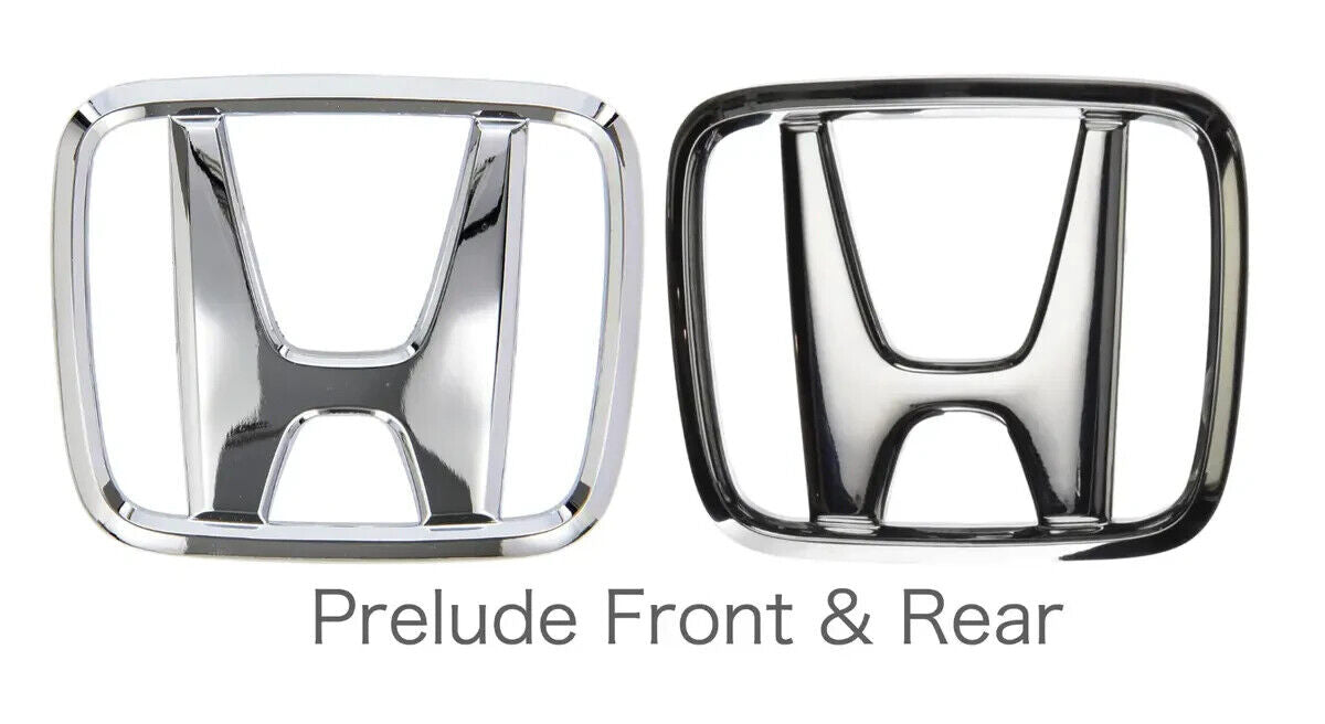 Genuine Honda OEM 97-01 Prelude Chrome Front Bumper Rear Trunk Emblem Set F/S