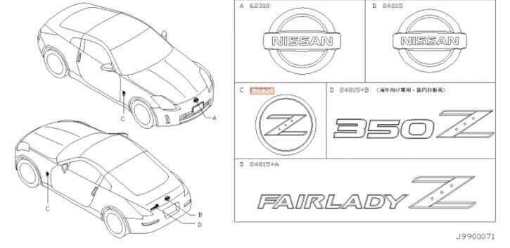Genuine Nissan OEM Side Fender Z Logo Emblem Badge 03-08 350Z Z33 63890-CD10A