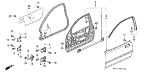 Genuine HONDA 1992-95 CIVIC EG4 EG6 Front Door Sub Seal RH & LH set