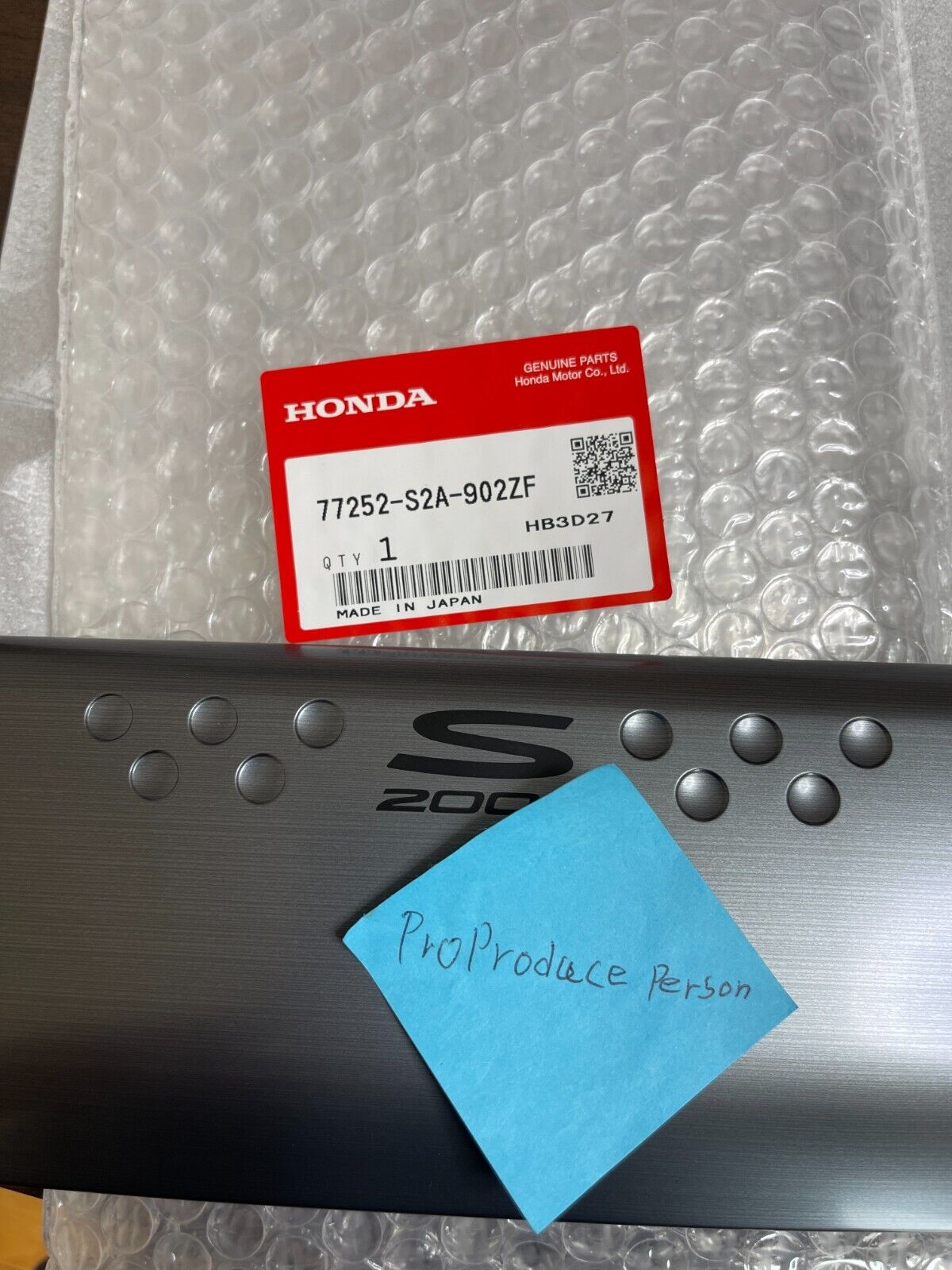 Genuine Honda 2000 - 2009 S2000 Aluminum Radio Trim Cover 77252-S2A-902ZF OEM