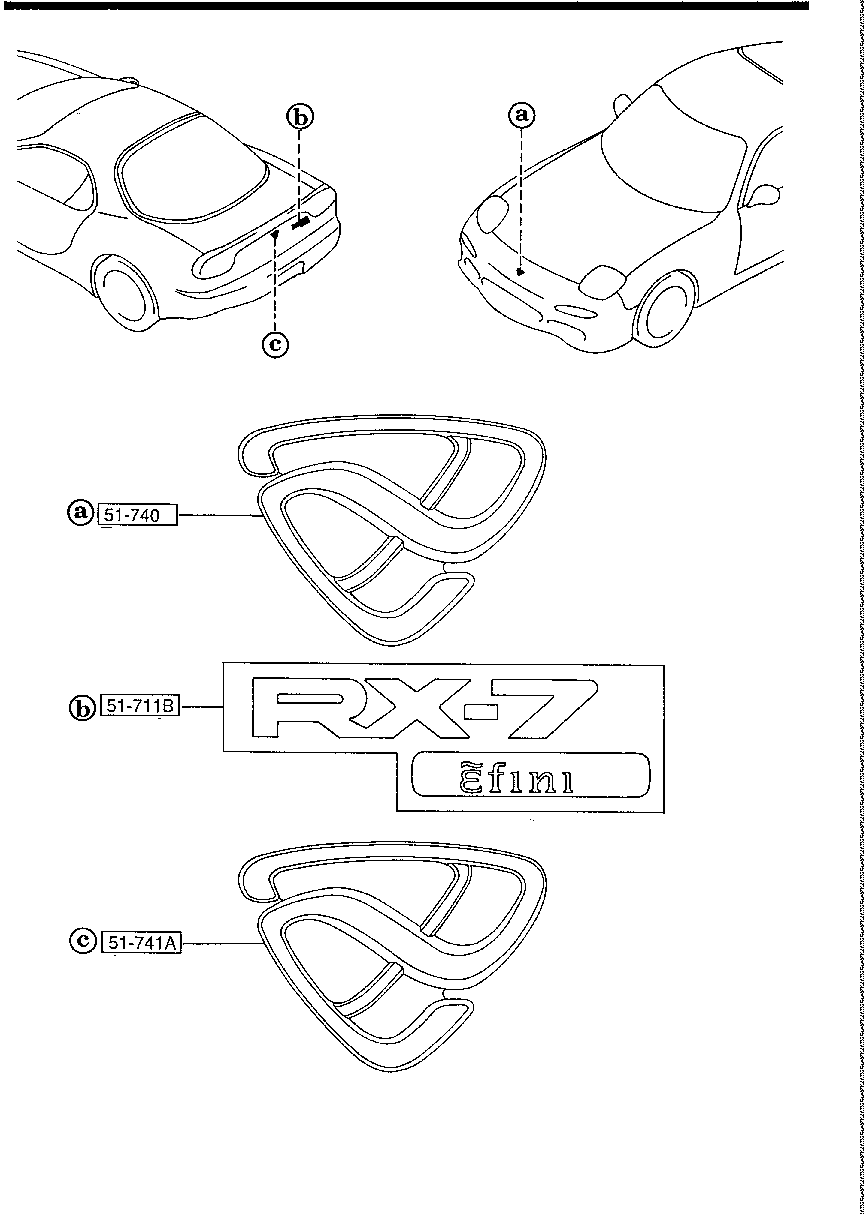 Genuine MAZDA OEM RX-7 RX7 FD3S Efini Silver Rear Emblem Badge F100-51-711C