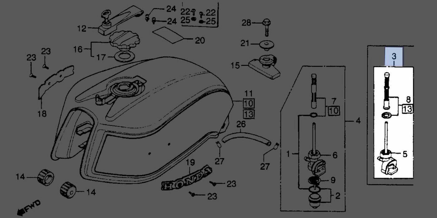 Honda Genuine Petcock for CB750K 750 CB650 650 ATC250R 16950-425-025 Japan New