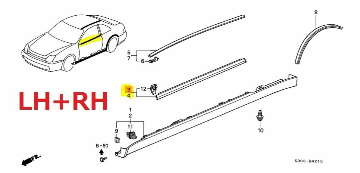 Honda Genuine Prelude BB Window Door Molding Weather Strip Outer LH RH Japan New