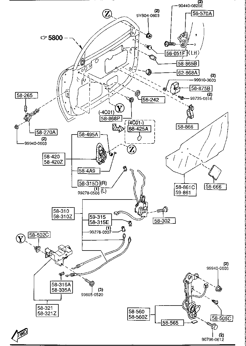 Genuine MAZDA OEM RX-7 FD3S Out Side Outer Door Handle Left F100-59-410D