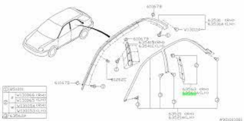 Genuine SUBARU OEM IMPREZA WRX STi 2002-2007 B Pillar Cover Garnish Left Side