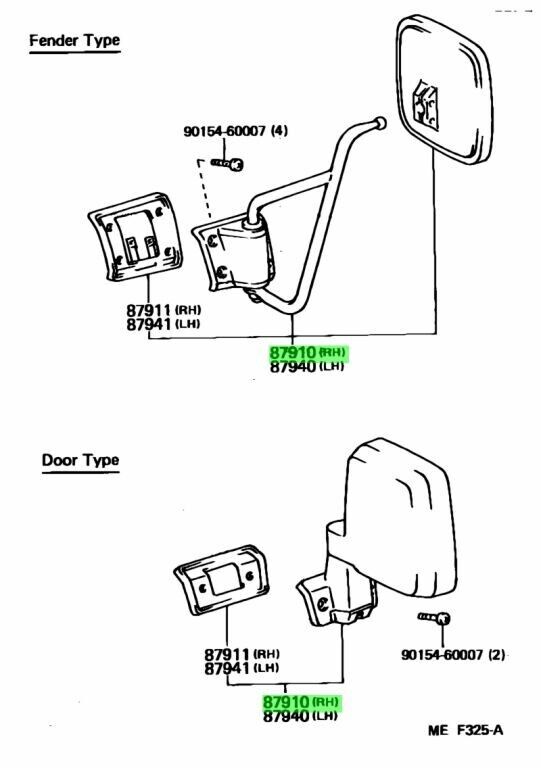 Genuine Toyota OEM 70 series Land Cruiser Front Fender Side Mirror Set F/S