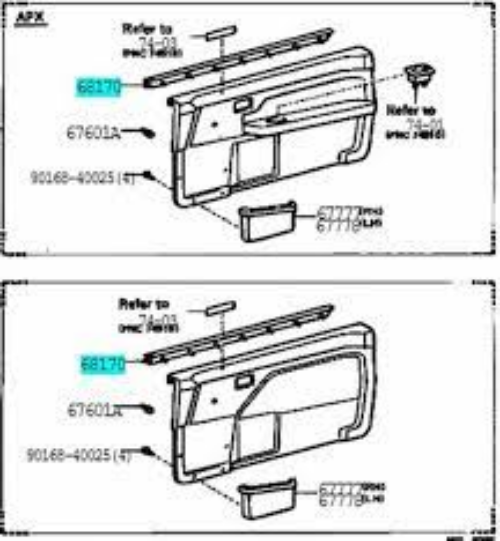 Genuine Toyota AE86 front door glass weather strip LH & RH Corolla CP GTS SR5