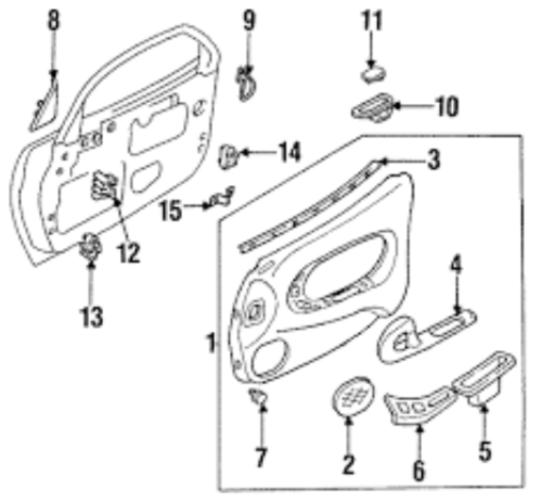 Genuine MAZDA RX-7 FD3S Left & Right Inner Sail Garnish Door Corner Trim Cover