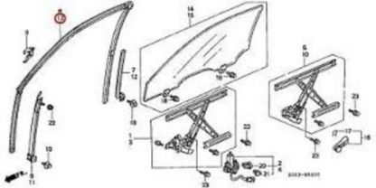 Genuine HONDA OEM 1996-2000 Civic 2dr 3dr  Door L. FR Runchannel Weatherstrip