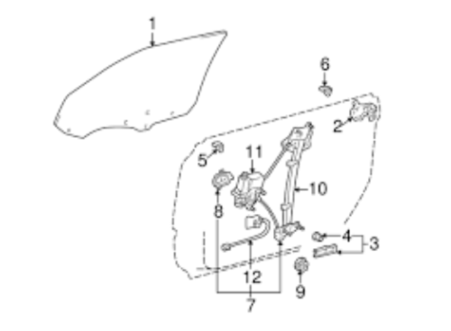 Genuine TOYOTA OEM LEXUS ES300 Left Front Door Window Regulator 69802-33020