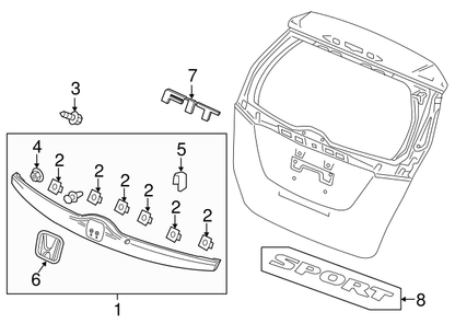 GENUINE HONDA OEM Liftgate Tailgate Hatch License Molding 2017 Fit 74890-T5A-A11