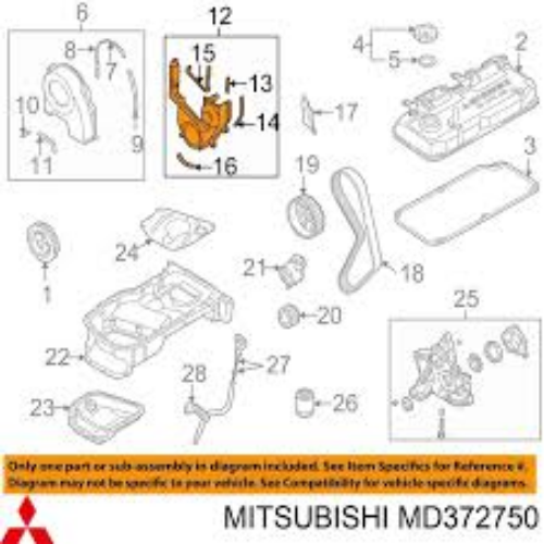 Genuine MITSUBISHI OEM Lancer 2.0L Non-Turbo Lower Timing Belt Cover MD372750