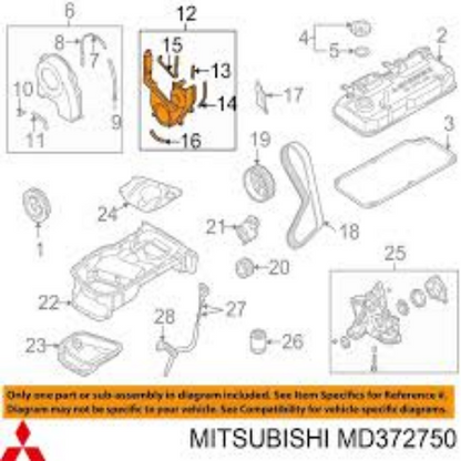 Genuine MITSUBISHI OEM Lancer 2.0L Non-Turbo Lower Timing Belt Cover MD372750
