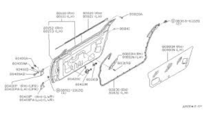 Genuine NISSAN OEM FAIRLADY Z 300ZX Z32 Front Door Outside Molding RH