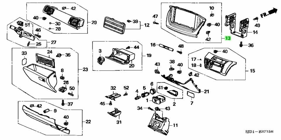 Genuine HONDA OEM FR-V Panel Comp Instrument Center 77251-SJD-003ZA