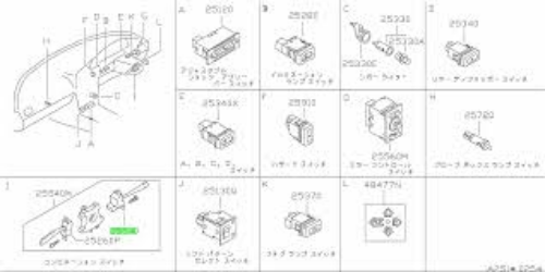 Genuine NISSAN OEM 180SX Silvia S13 Turn Signal Switch Control 25540-35F00