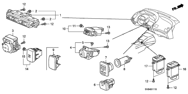 Genuine Honda OEM Hazard switch For 06-11 Civic FD1 FD2 Type R CTR 35510-SNA-003