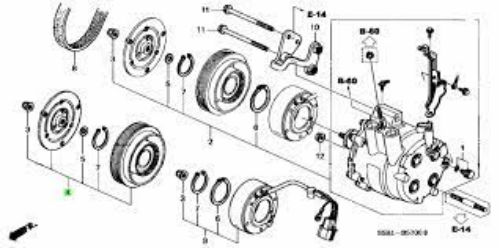 Genuine Honda OEM Civic Hybrid ES9 compressor clutch set 38900-PZA-004