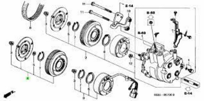 Genuine Honda OEM Civic Hybrid ES9 compressor clutch set 38900-PZA-004