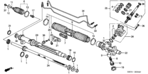 GENUINE HONDA OEM INTEGRA TYPE-R DC5 STEERING RACK SLIDER + GUIDE EN2*