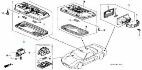 GENUINE HONDA OEM ACURA NSX NA1 NA2 GRAY ROOM LAMP LIGHT 34250-SL4-003ZE