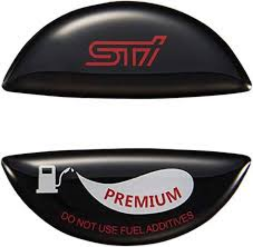 Genuine Subaru OEM STI Fuel cap ornament (high octane) Black STSG18100640