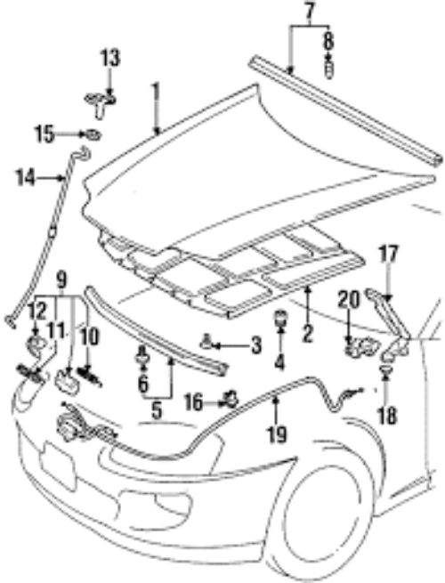 Genuine TOYOTA OEM JZA80 SUPRA MK4 93-02 Hood Bonnet Catch Latch Hook