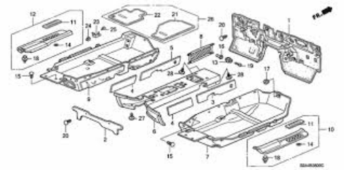 Genuine Honda OEM Black with Red Carpeted Set Floor Mat S2000