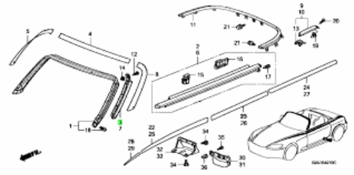 Genuine HONDA S2000 AP1 AP2 Type-V Type-S Front Pillar Molding Rh&Lh Trim Panel