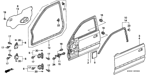 Genuine HONDA OEM L. FR. DOOR SUB SEAL CIVIC EK9 EK4 Type-R SIR 72365-S03-G01