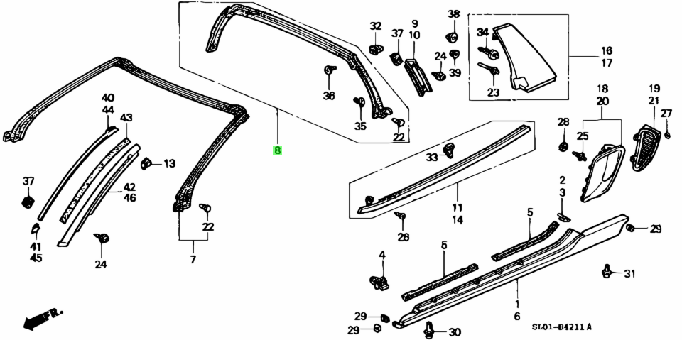 Genuine HONDA OEM NSX NA1 NA2 Rear Pillar Weather Strip 72330-SL0-T01