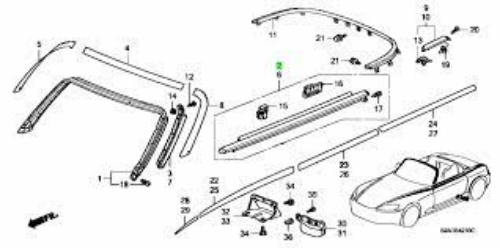 Genuine HONDA OEM MOLDING ASSY., R. DOOR 72410-S2A-023 72410S2A023