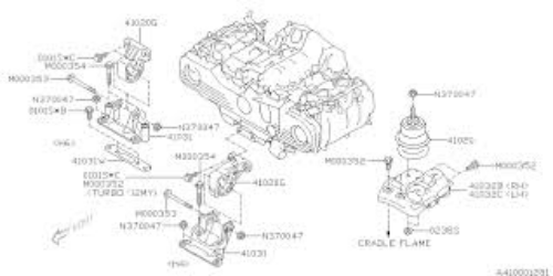 Genuine Subaru OEM Cushion rub main B14 (LHD) LEGACY 41022AJ210