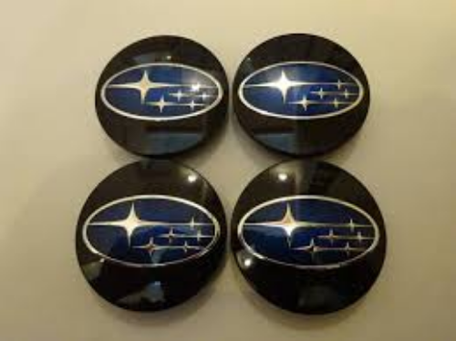 Genuine Subaru OEM Center Hub Cap Black / Blue / Chrome 57mm 28821VA000 ×4