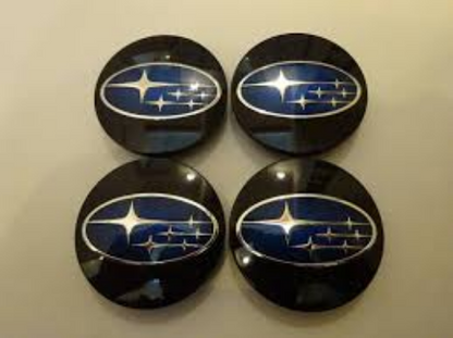 Genuine Subaru OEM Center Hub Cap Black / Blue / Chrome 57mm 28821VA000 ×4