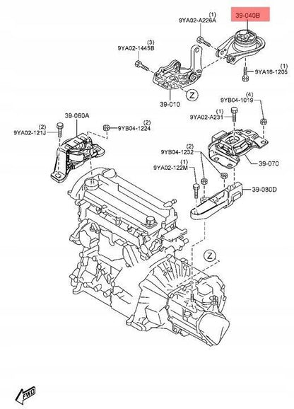 Genuine Mazda OEM BP4S-39-040B Rear Engine Mount Torque Strut 04-13 3 06-10 5