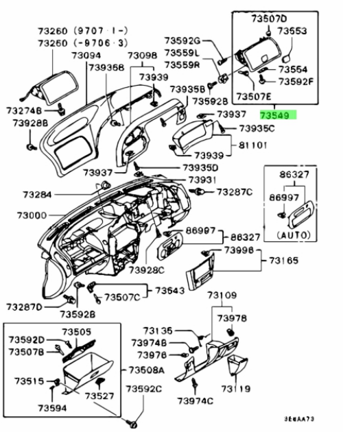 Genuine MITSUBISHI LANCER CJ2A CJ4A CK2A CK4A CM5A GSR Upper Glove Box MR753370