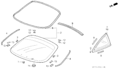 Genuine HONDA Integra Type-R DC 1 / 2 Front Door Molding Water Cut 72410-ST7-003