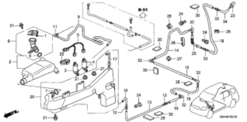 Genuine Honda OEM CR-V Rear Washer Nozzle 76850-S9A-003