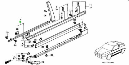 Genuine HONDA OEM CR-X CRX EF8 88-89 Front Door Window Molding Right & Left Set