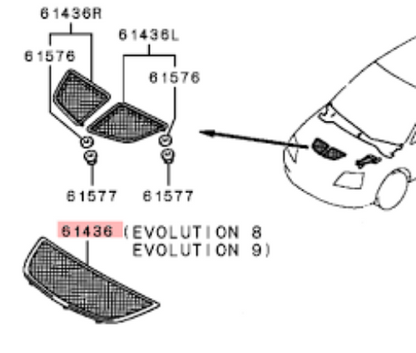 Genuine Mitsubishi OEM Lancer Evolution EVO8,9 CT9A Engine Hood Garnish Food