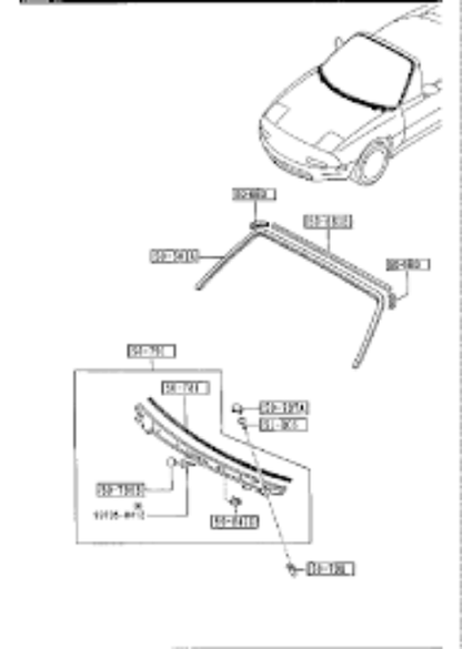 Genuine MAZDA RX-7 FD3S 1991-1998 Front Grass Windshield Molding&Protector Set