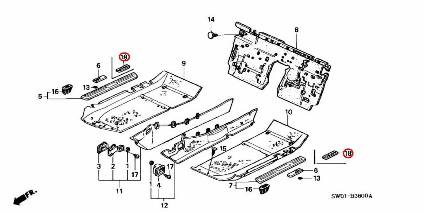 Genuine Honda Acura NSX Side Step Door Sill Kick Plate Pair 84272-SL0-Z00ZA ×2