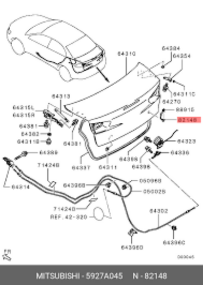 GENUINE MITSUBISHI OEM LANCER 08-17 TRUNK LID SWITCH OPENER 5927A045